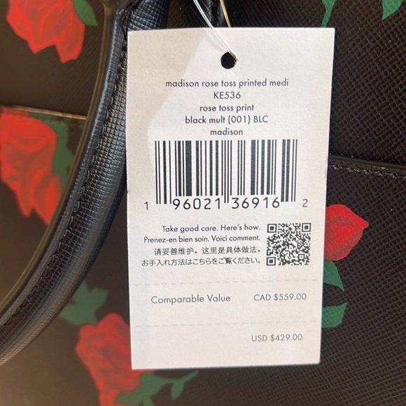 Kate Spade Madison Safiano Leather Medium Rose Toss Print Satchel Handbag
NWT - Picture 15 of 16